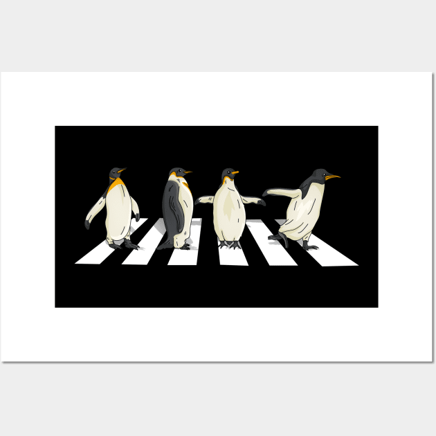 Waddle and Whisker Penguin Crossing Road, Tee for Penguin Aficionados Wall Art by Northground